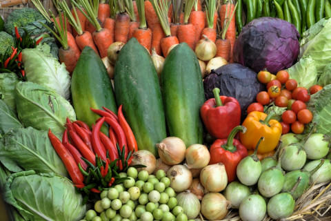 Zeer veel vegetarische ingredienten op een foto